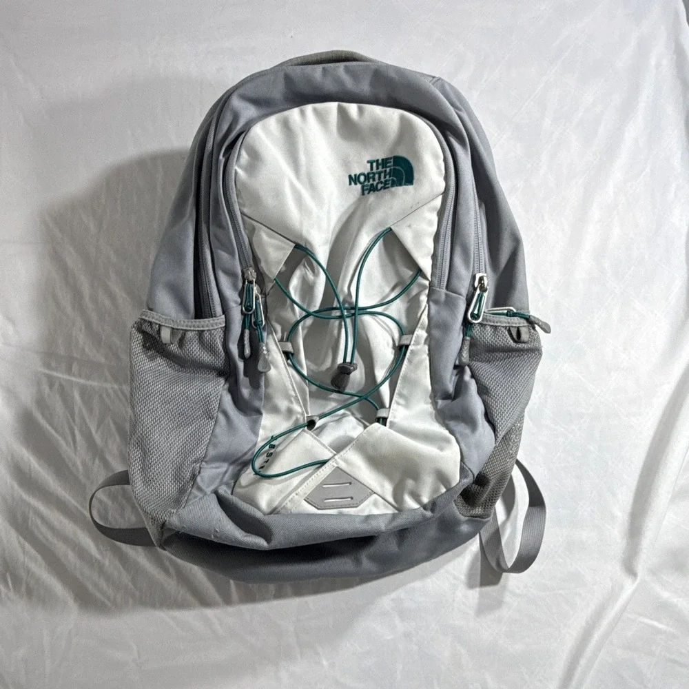 The North Face Jester 20L Backpack Gray White Nylon Laptop Bag Hiking Daypack